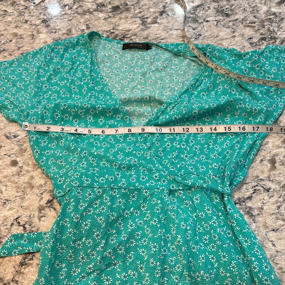 Zesica | Rayon Floral Wrap Maxi Dress in Green Size L Large - Picture 10 of 12